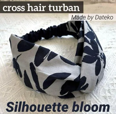 クロスターバン ヘアバンド ナチュラル フラワー柄 花柄 グレー ネイビー