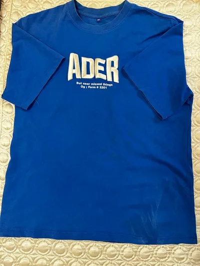 ADER ERROR ロゴ刺繍 Tシャツ ブルー
