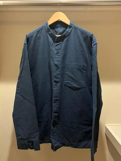 UNIQLO スタンドカラーシャツ ネイビー 長袖 綿100%