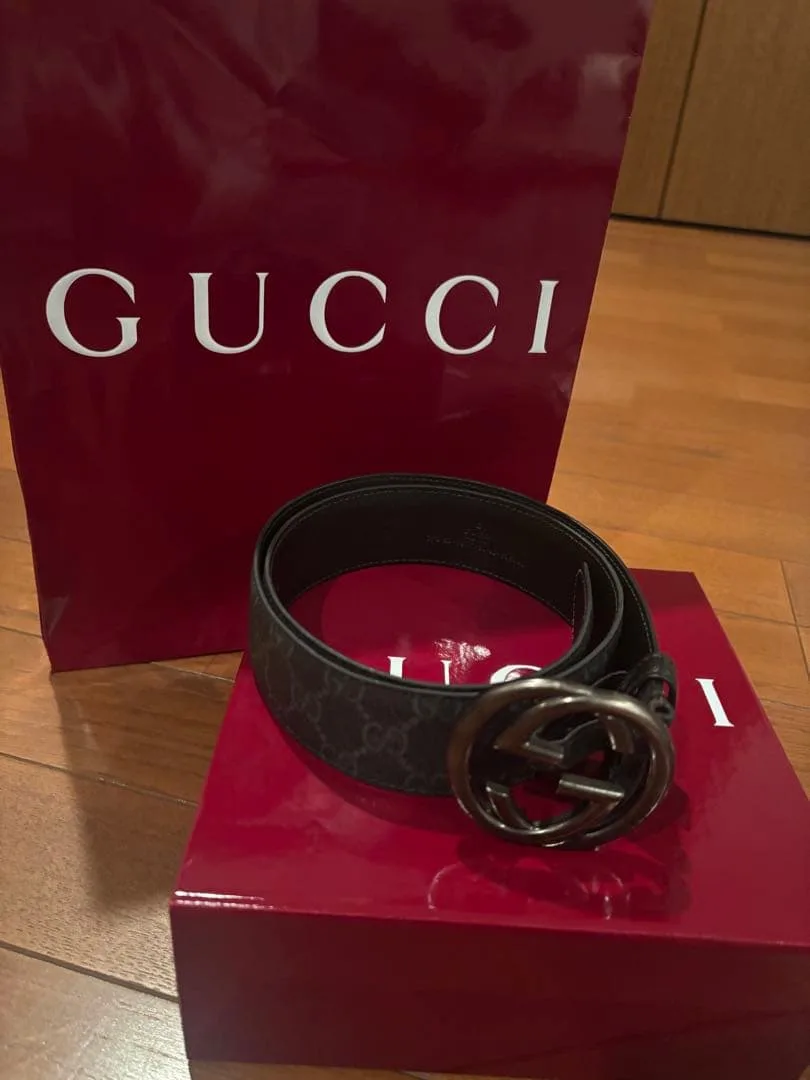 GUCCI グッチ ベルト インターロッキングG ブラック