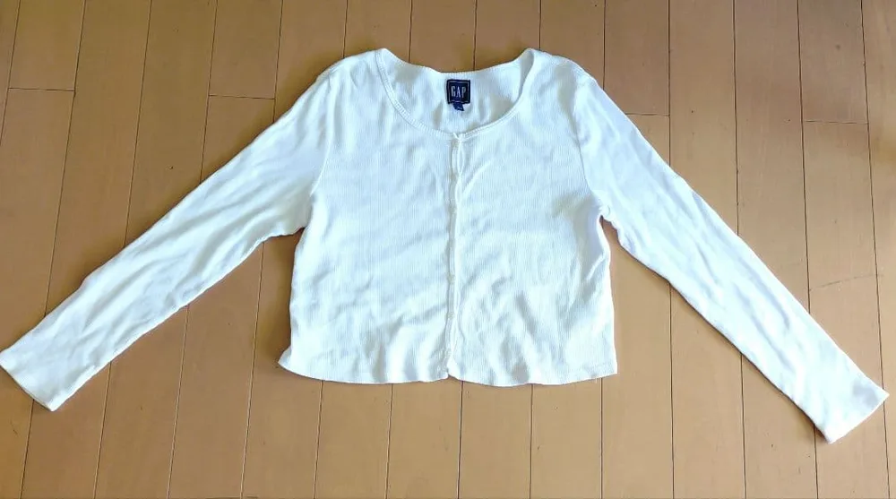 GAP リブニット 長袖 ホワイト L