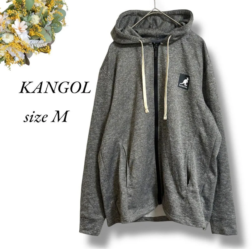 KANGOL フルジップパーカー Mサイズ グレー ロゴ 羽織 4527