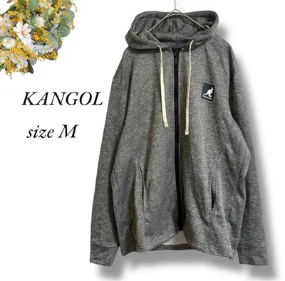 KANGOL フルジップパーカー Mサイズ グレー ロゴ 羽織 4527