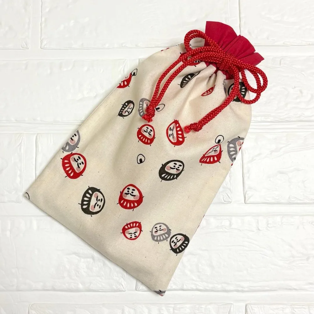【ハンドメイド】御朱印帳 巾着袋 〈だるまさんとおにぎり〉