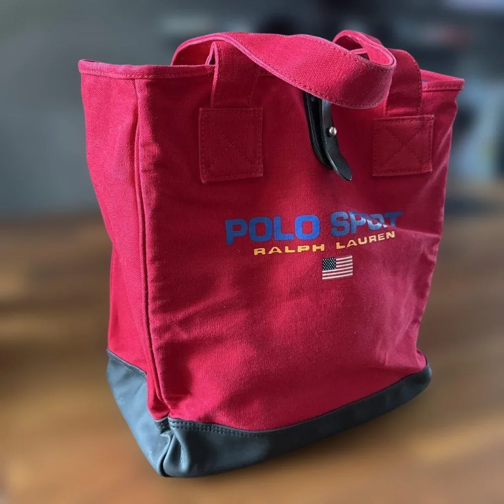 美品✨ポロスポーツ ラルフローレン キャンバストートバッグ 赤 ビンテージ 希少