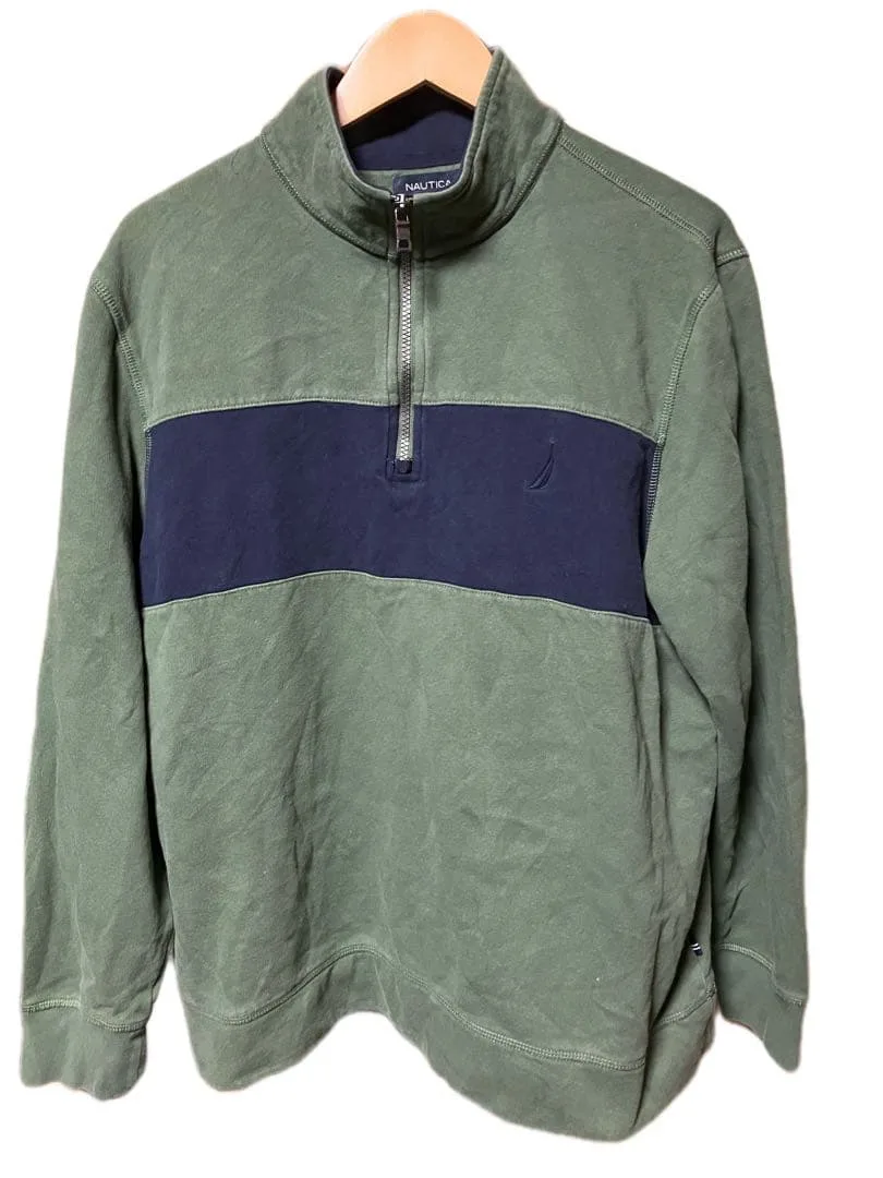 NAUTICA ハーフジップ スウェット カーキ ネイビー