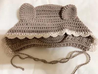 ベビーボンネット ベビー くま耳 ハンドメイド 編み物