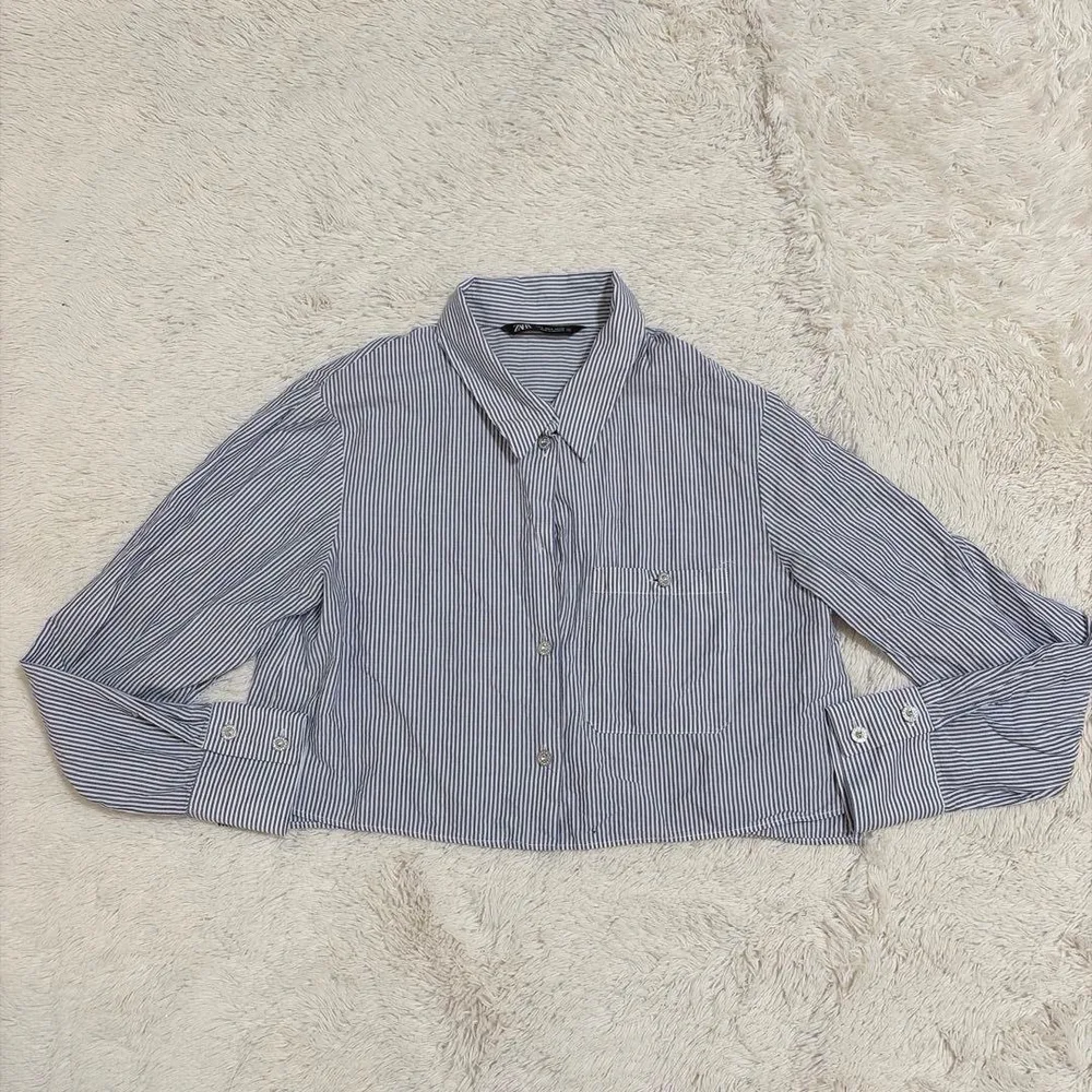 ZARA ストライプショート丈シャツ