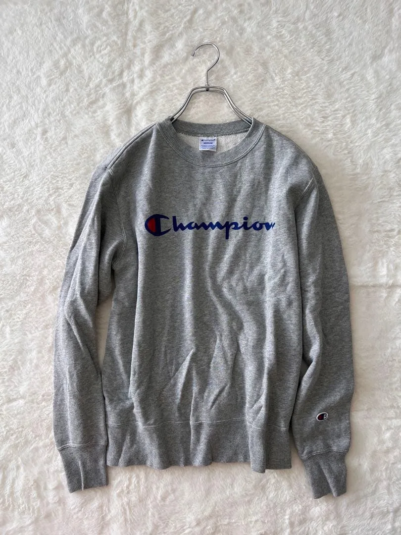 Champion チャンピオン スウェット グレー M ロゴ ワッペン