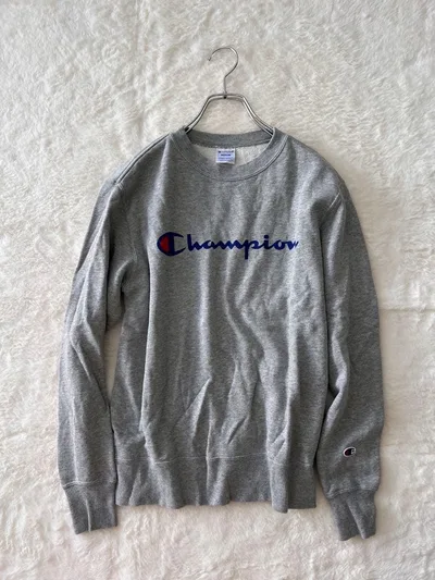Champion チャンピオン スウェット グレー M ロゴ ワッペン