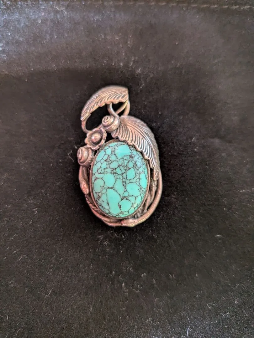 シルバー925 ターコイズ ペンダントトップ フェザーNAVAJO