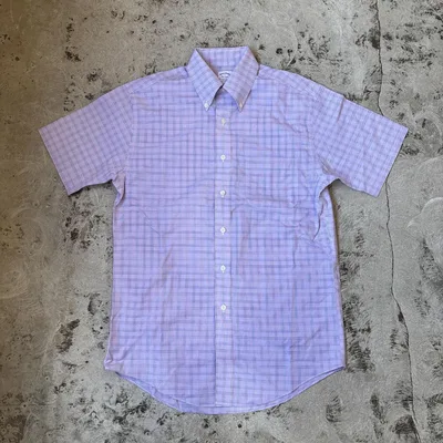 00s BROOKS BROTHERS BD 半袖シャツ チェック ラベンダー