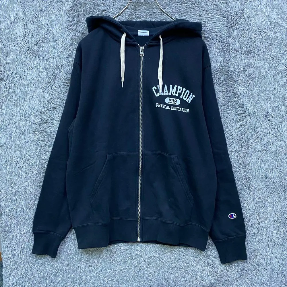 【R1404】Champion ジップパーカー サイズM ブラック