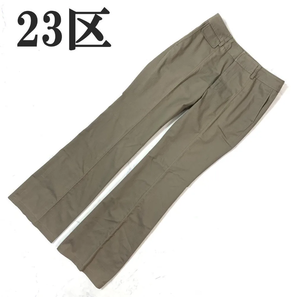 23区 スラックスパンツ ブラウン 茶色 コットン リヨセル 32 C6392