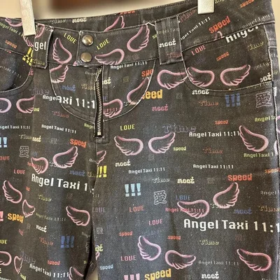 all pattern flare pants cyber punk y2k