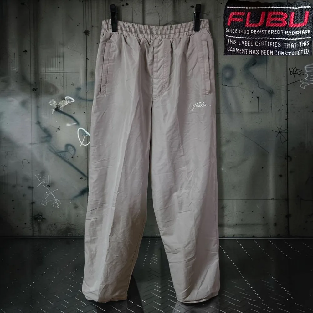 y2k Archive "FUBU フブ" ライトグレーナイロンバギーパンツ L