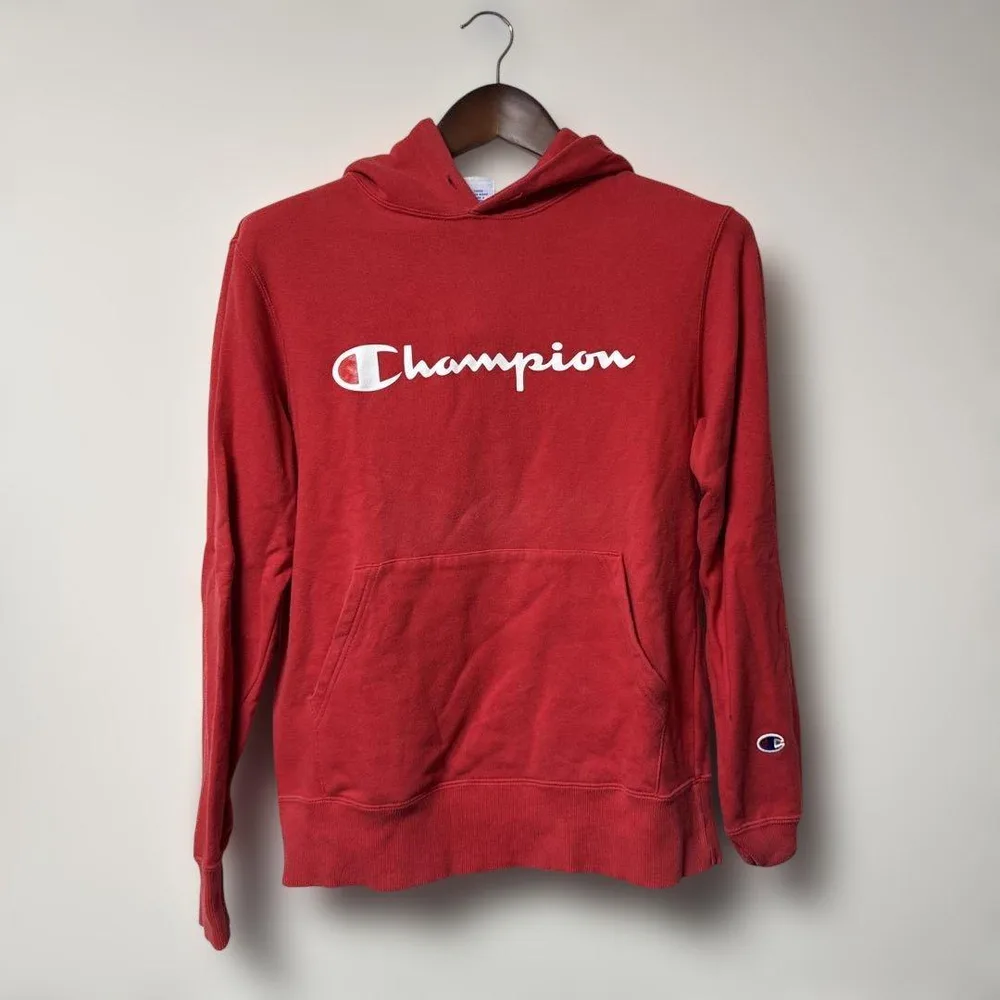 Champion チャンピオン 赤 ビッグロゴ パーカー M