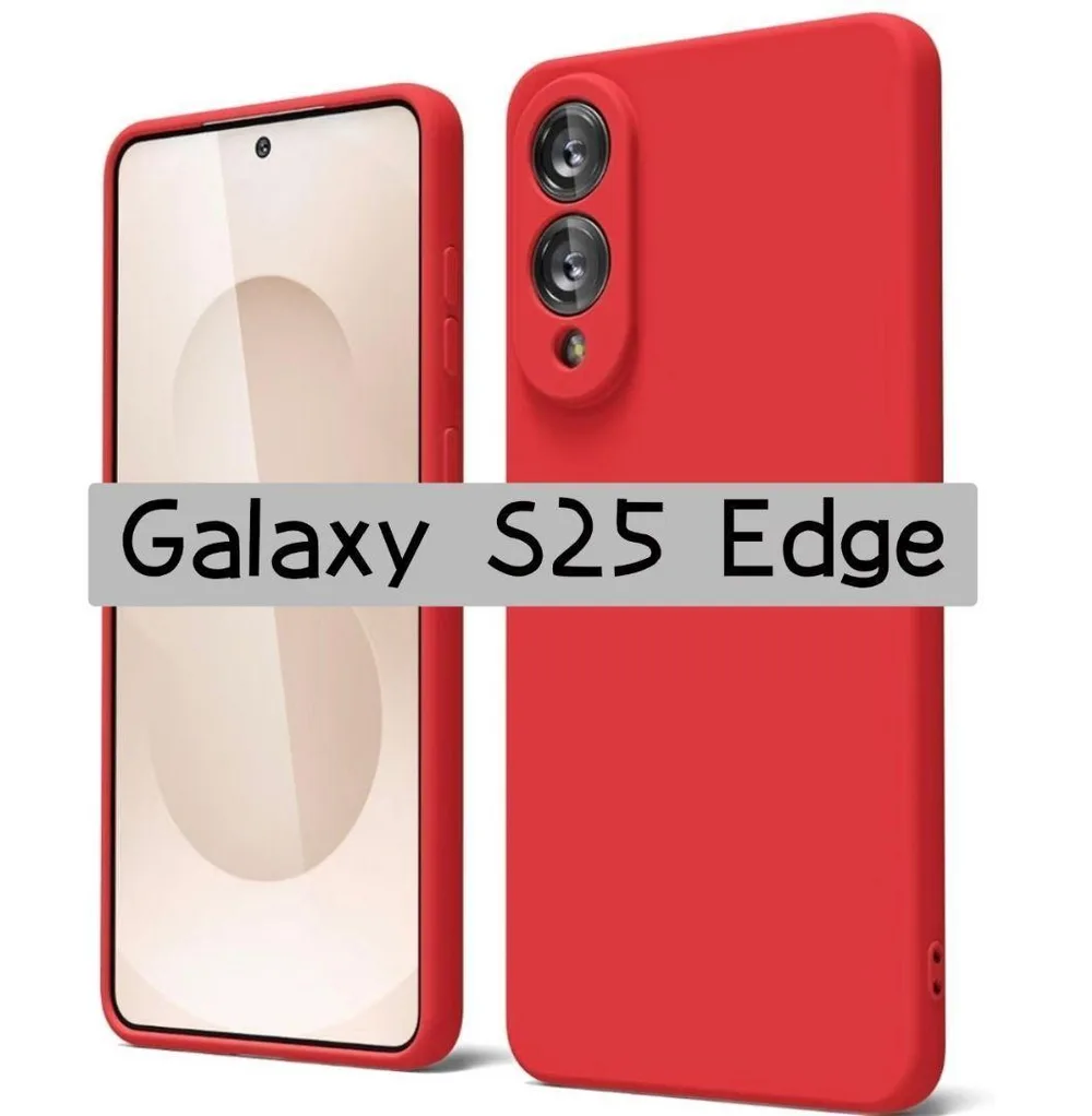 Galaxy S25 Edge スマホケース ワイヤレス充電 レッド シリコン