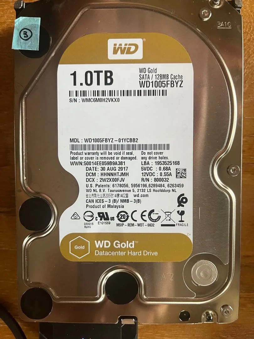 ③WD Gold 1.0TB HDD WD1005FBYZ 本体