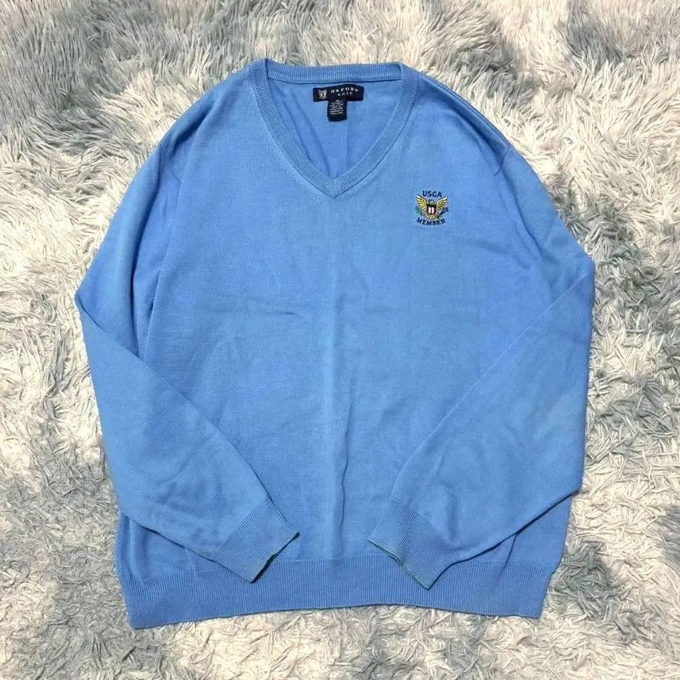 OXFORD GOLF Vネックニット セーター M 青 USGA