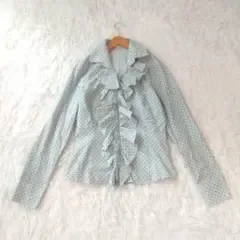 ナラカミーチェ パターンプリント襟付きフリルシャツ S~M