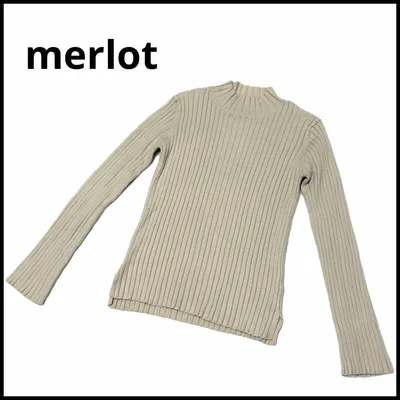 【メルロー】merlot 長袖ニット リブニット ハイネック フリーサイズ