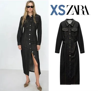 新品 ZARA 定価7,990円 デニム ロング ワンピース XS 美シルエット