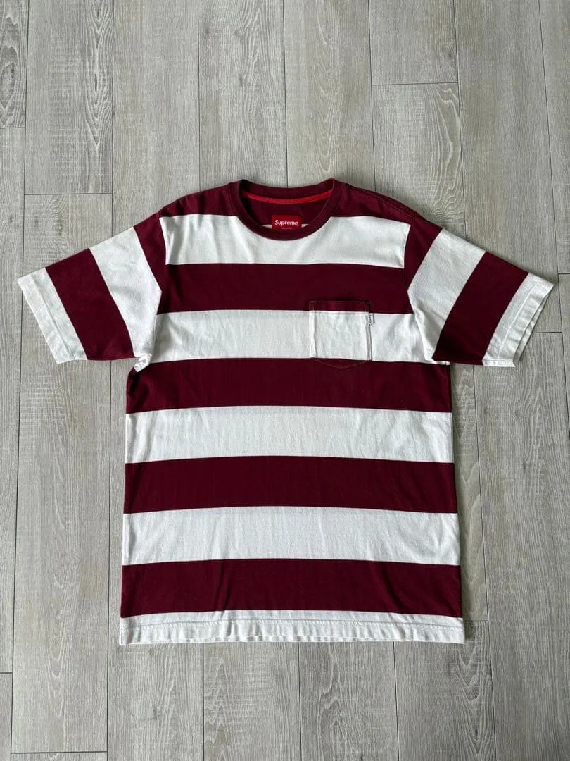 Supreme ボーダー ポケットTシャツ sizeL