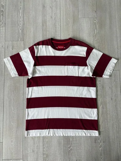 Supreme ボーダー ポケットTシャツ sizeL