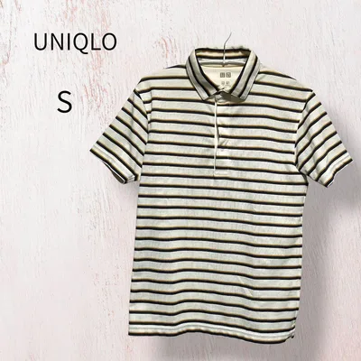 UNIQLO ユニクロ ポロシャツ S ボーダー 半袖 コットン メンズ