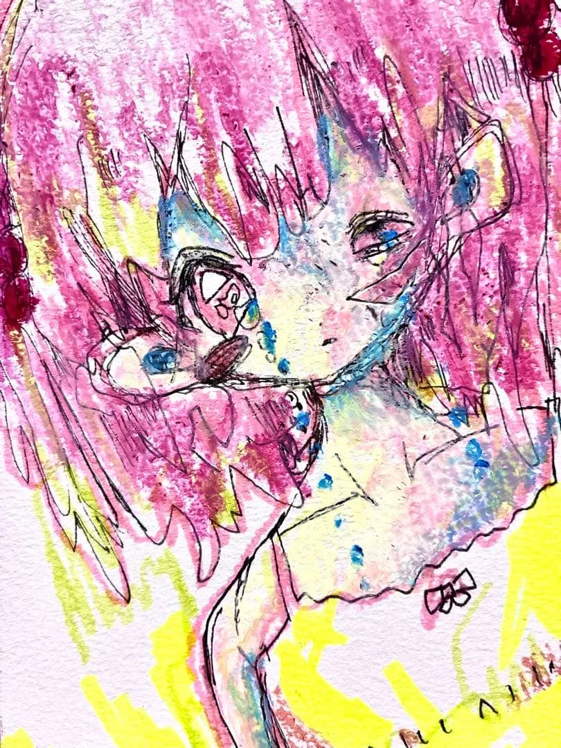 ポストカード アナログイラスト 手描き オリジナル クレヨン 原画