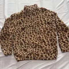 レオパード柄 ハーフジップ ボアジャケット