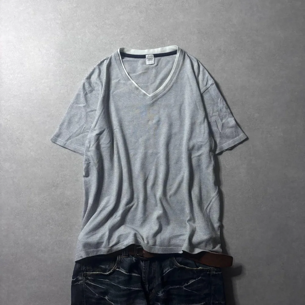 archive striped v neck s/s tee y2k c-boy