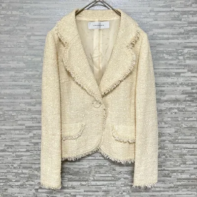 UNSPECK ツイードジャケット 38 アイボリー フリンジ 日本製 上品