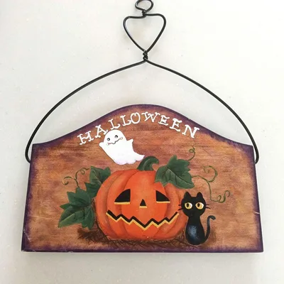ハロウィン 木製プレート トールペイント作品