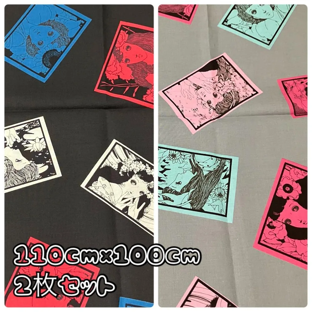 612/YUWA×中原淳一レトロ少女柄生地100cm×2枚セットA