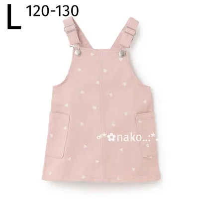 ☆新品 L 120 130 petit main 刺しゅうサロペスカート ピンク