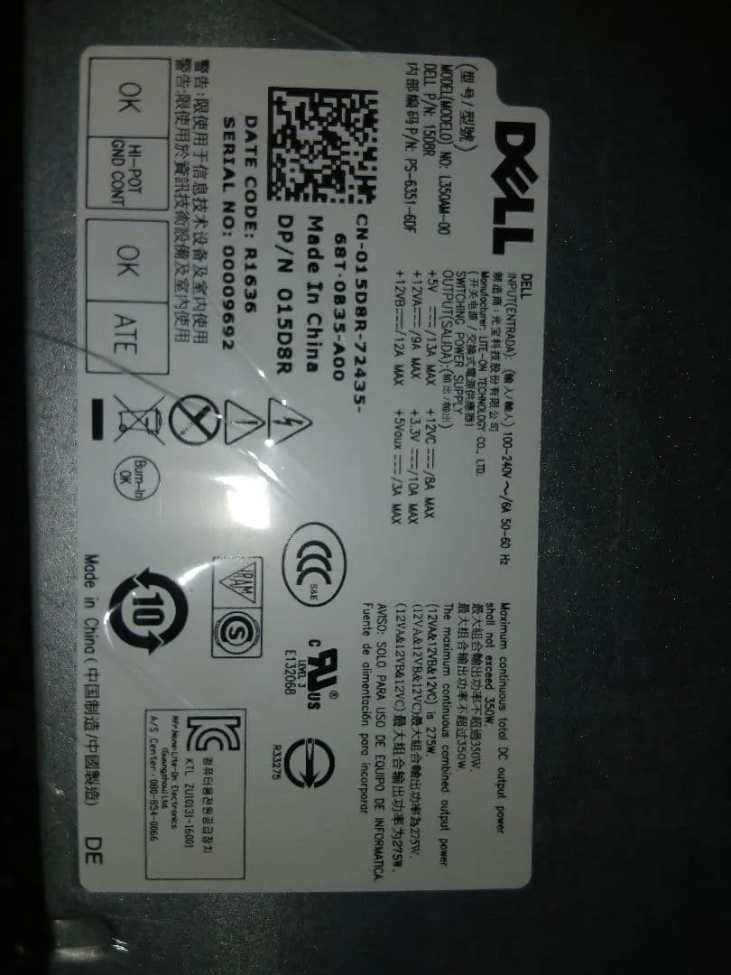 DELL PC電源ユニット L350AM-00 本体