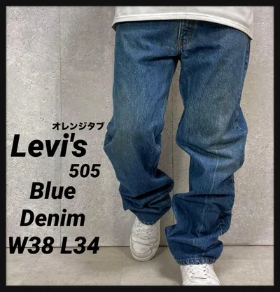 リーバイス505 オレンジタブ ブルーデニム ジーンズビックサイズW38 L34