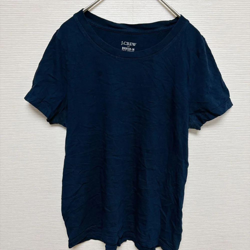 ジェイクルー Tシャツ クルーネック 半袖 無地 M 紺 綿 デート