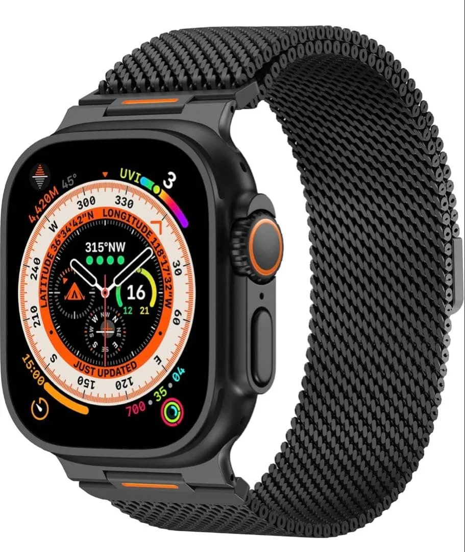 Apple Watch バンド 24mm超ワイド ミラネーゼループ ステンレス