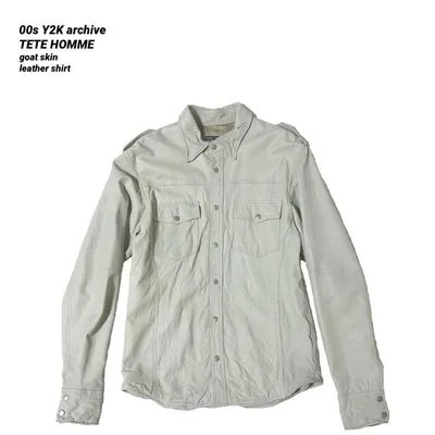 00s Y2K archive TETE HOMME ゴートスキン レザーシャツ