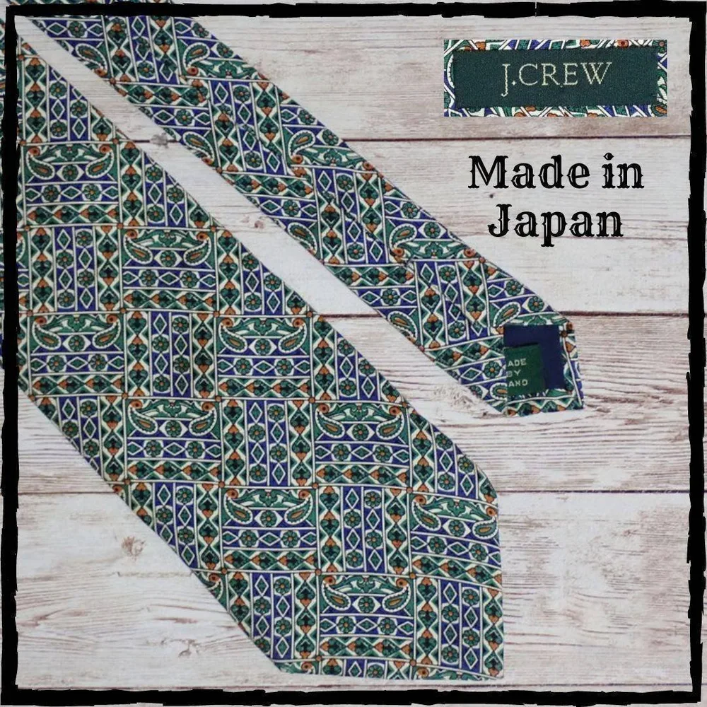 美品 良品 J-crew ジェイクルー ネクタイ 日本製 送料込み 総柄 シルク