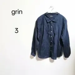 S1703 grin ネイビー 長袖シャツ 3サイズ