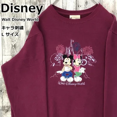 Disney ミッキー ミニー スウェット トレーナー キャラ刺繍 L 90s