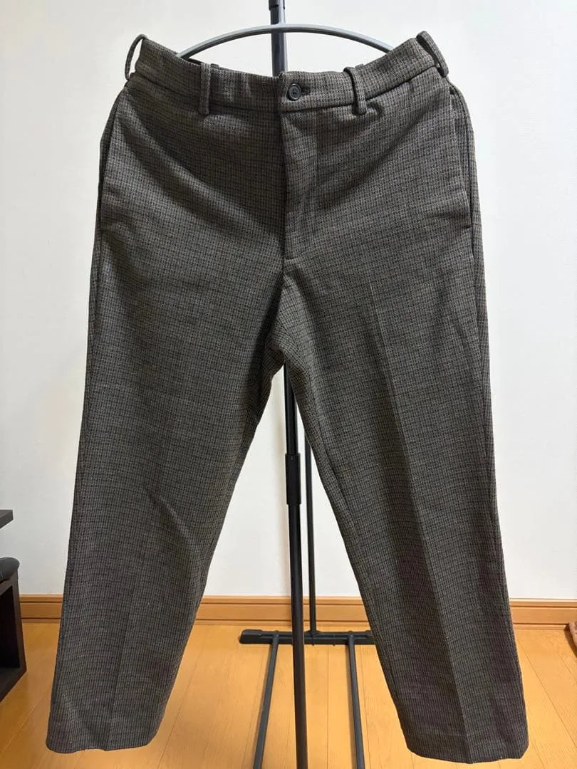 ユニクロ UNIQLO メンズ XS スラックス 千鳥柄 ブラウン