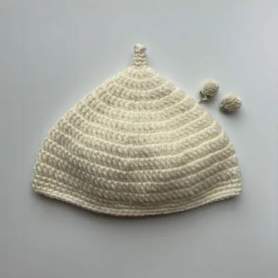 どんぐり帽子 ベビー キッズ かぎ編み 帽子 ハンドメイド ホワイト