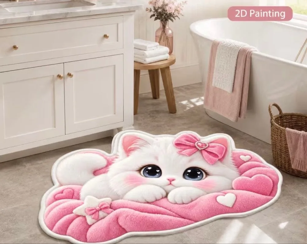 ②【新品未使用品】猫デザイン 玄関マット インテリアマット