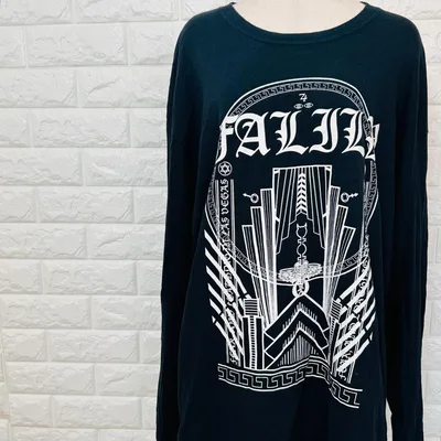 【公式】ベガス 長袖Tシャツ バンドTシャツ ビッグプリント 黒 XL