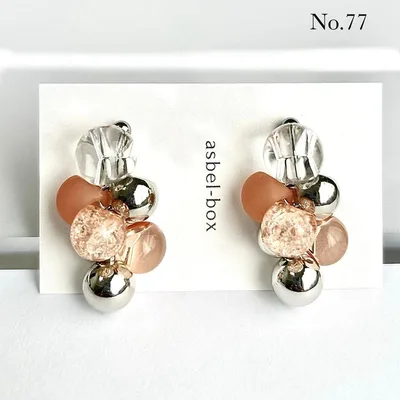77.ピアス/イヤリング テラコッタ ボリューム 鈴丸ビーズ 大人可愛い 推し活
